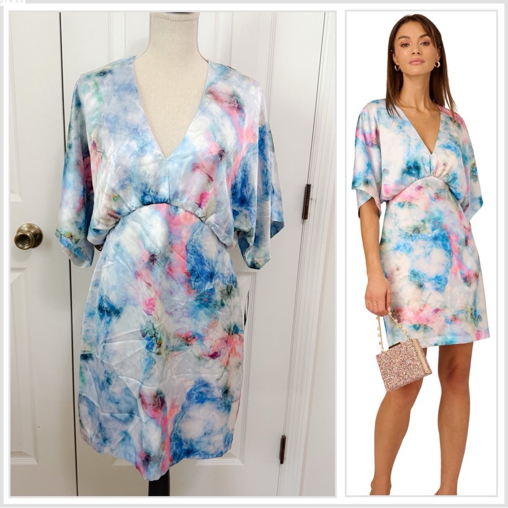Adrianna Papell Pastel Tie-Dye Mini Dress